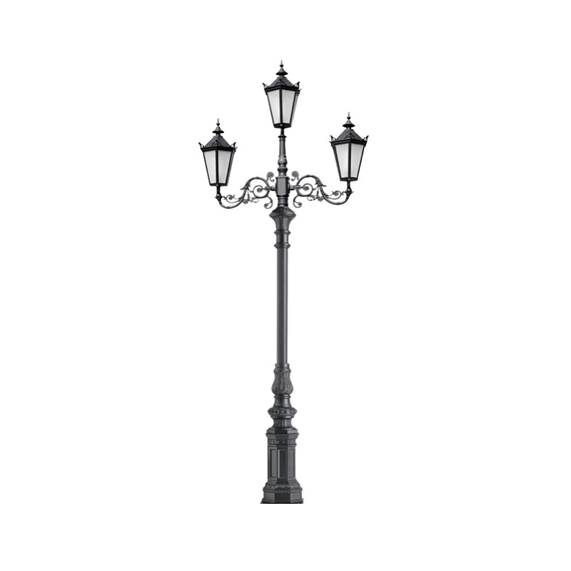 DDK-ZH-0601 Three Arms Steel Garden Light Poles with Aluminum Base